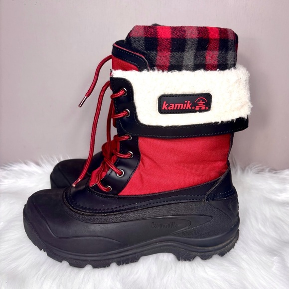 Kamik Shoes - KAMIK Red & Black Plaid Cuff Boots